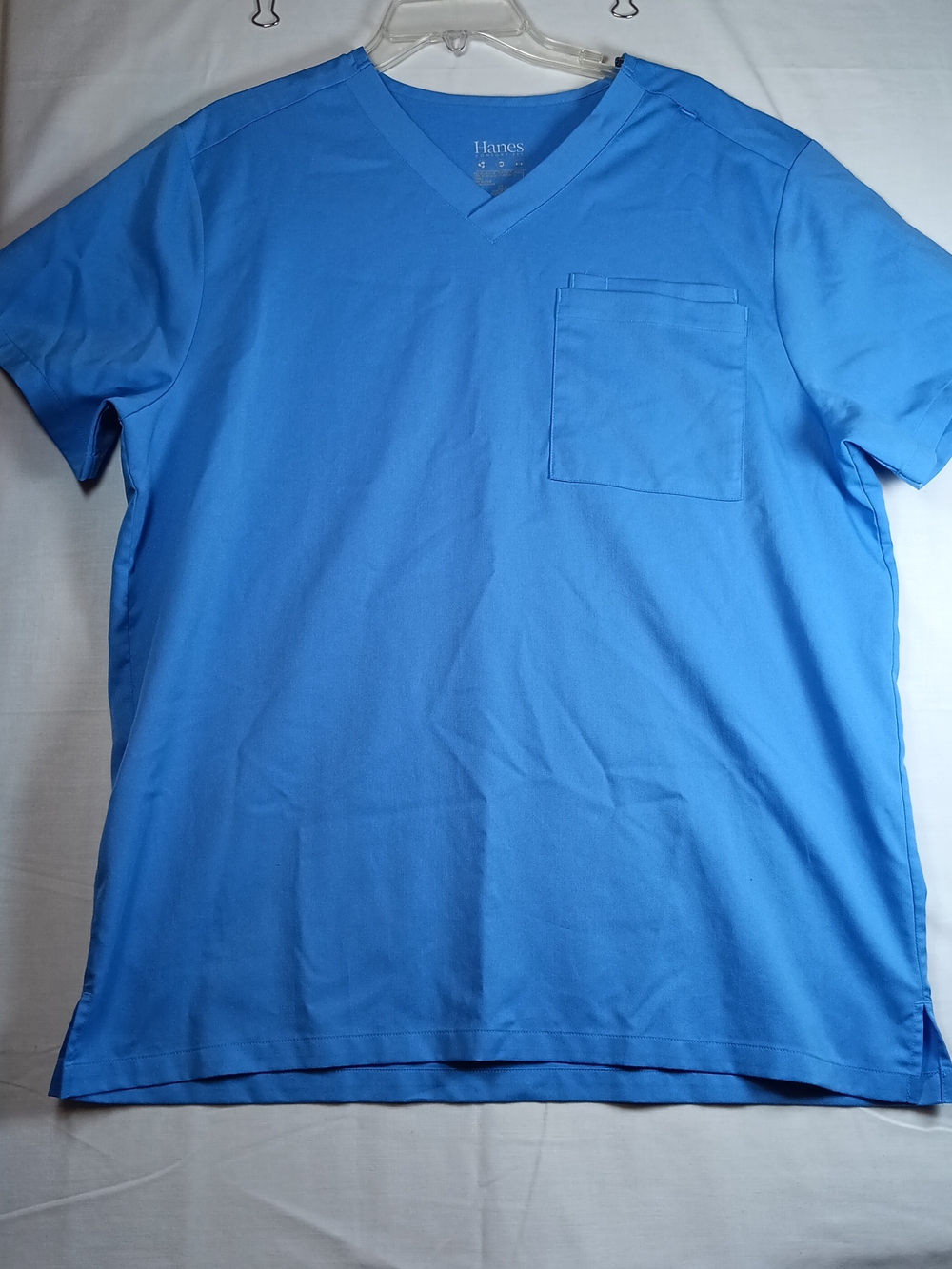 Hanes Men's V-Neck Pocket Scrub - Light Blue